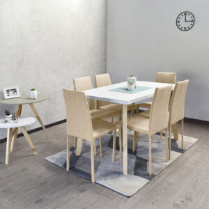 Set Comedor Lyon 6 Puestos Tela Beige 4 Set Comedor Lyon 6 Puestos Tela Beige